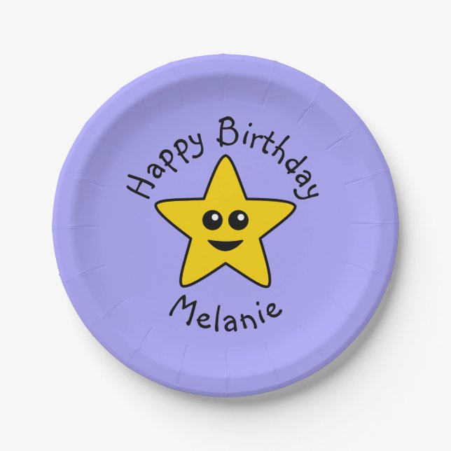 Happy Star Birthday Paper Plates (Front)