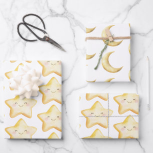 Happy Star Birthday Wrapping Paper Sheet