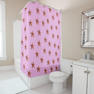 Happy starfish  dance in pink shower curtain