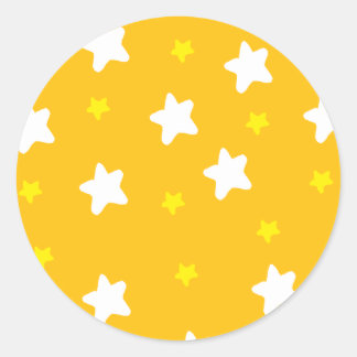 Happy Stars Orange Classic Round Sticker