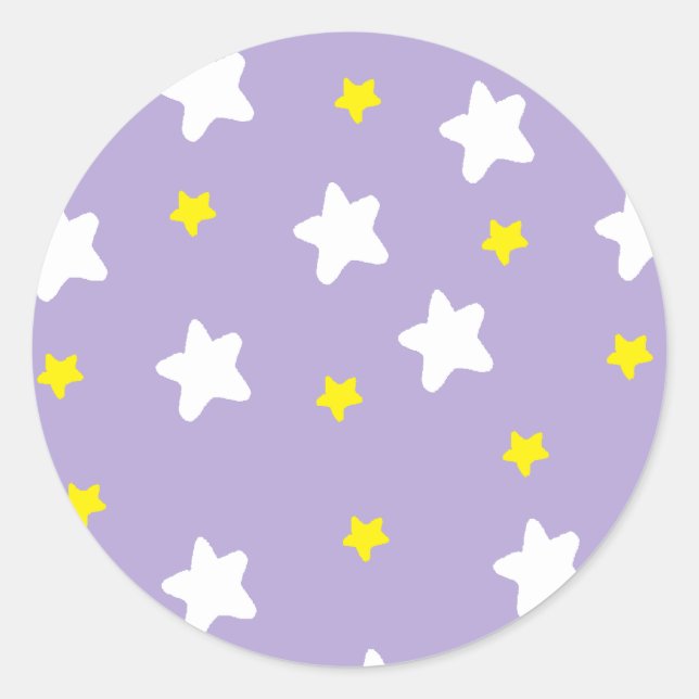 Happy Stars Purple Classic Round Sticker (Front)