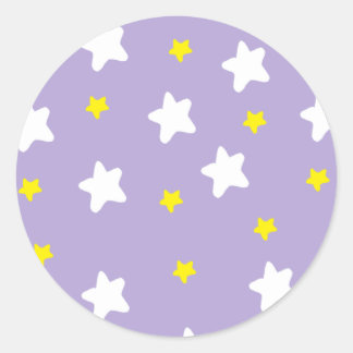 Happy Stars Purple Classic Round Sticker