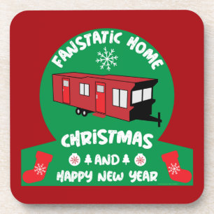 Happy Static Mobile Holiday Home Xmas Gift Coaster