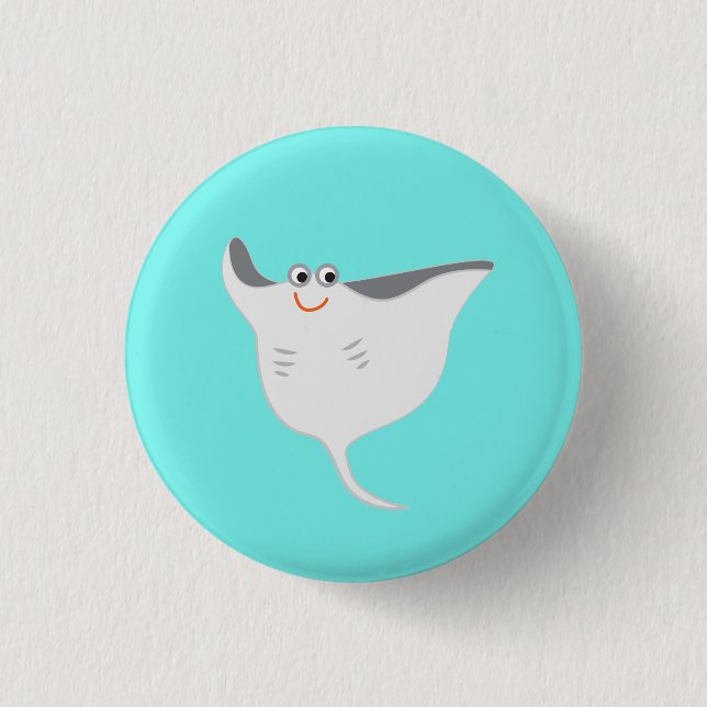 Happy Stingray 3 Cm Round Badge (Front)