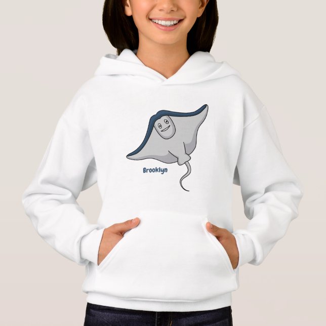 Happy stingray fish cartoon illustration (Front)
