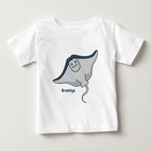 Happy stingray fish cartoon illustration baby T-Shirt (Front)