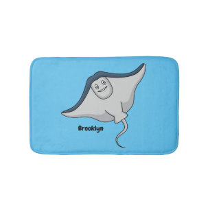 Happy stingray fish cartoon illustration bath mat