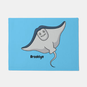 Happy stingray fish cartoon illustration doormat
