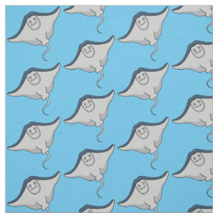 Happy stingray fish cartoon illustration fabric