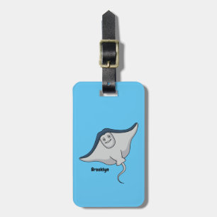 Happy stingray fish cartoon illustration luggage tag