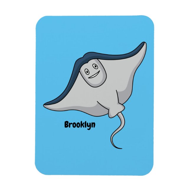 Happy stingray fish cartoon illustration  magnet (Vertical)