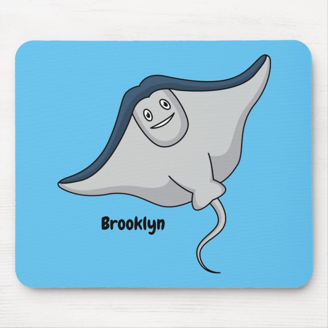 Happy stingray fish cartoon illustration mouse pad (Front)