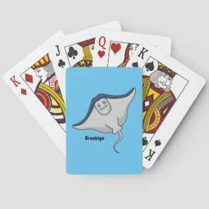 Happy stingray fish cartoon illustration playing cards