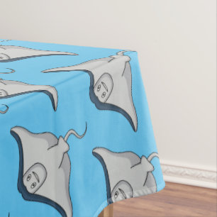 Happy stingray fish cartoon illustration  tablecloth