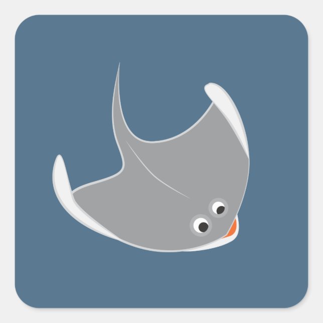 Happy Stingray Square Sticker (Front)