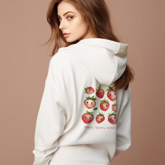 Happy Strawberry Hoodie Women | Cute Hoodie