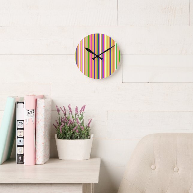 Happy Stripes Round Clock (Reading Room)