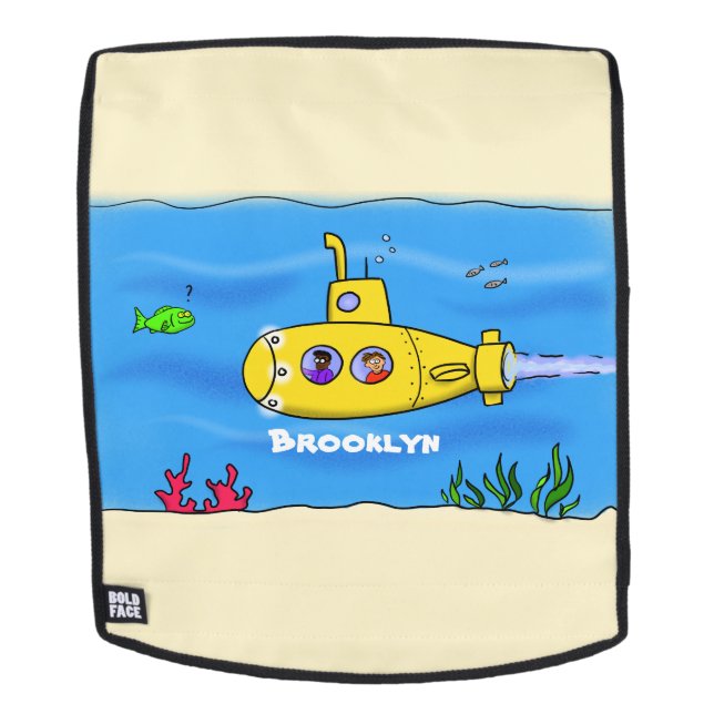 Happy submarine cartoon backpack (Removable Face)