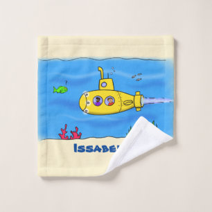 Happy submarine cartoon bath towel set