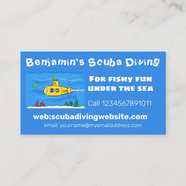 Happy submarine cartoon business card (Front)