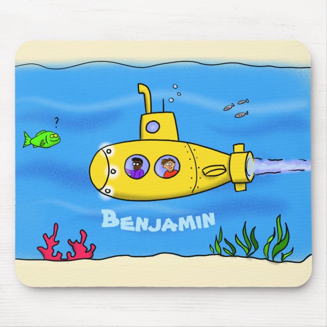 Happy submarine cartoon mouse pad (Front)