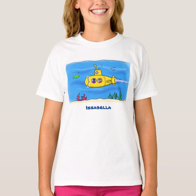 Happy submarine cartoon T-Shirt (Front)