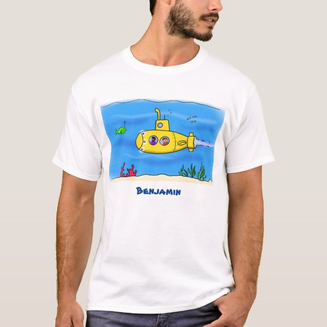 Happy submarine cartoon T-Shirt (Front)