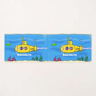 Happy submarine cartoon yoga mat
