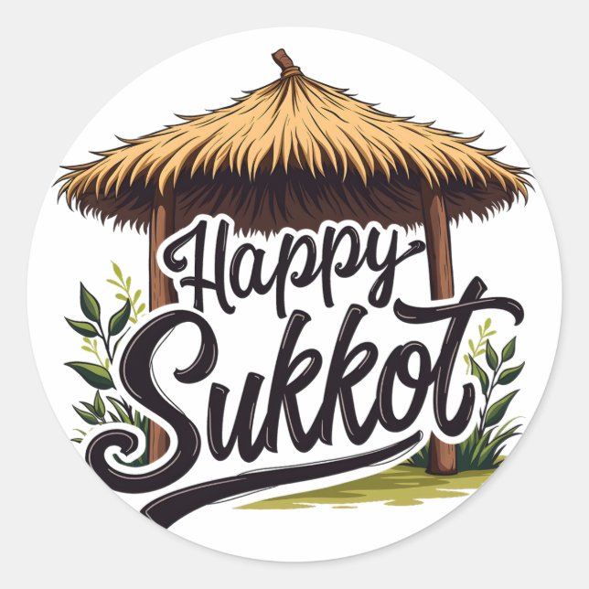 Happy Sukkot Jewish holiday Hanukkah  Classic Round Sticker (Front)