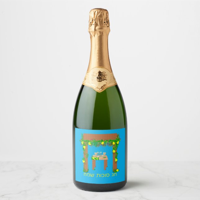 Happy Sukkot ,Personalised Sparkling Wine Label (Front)