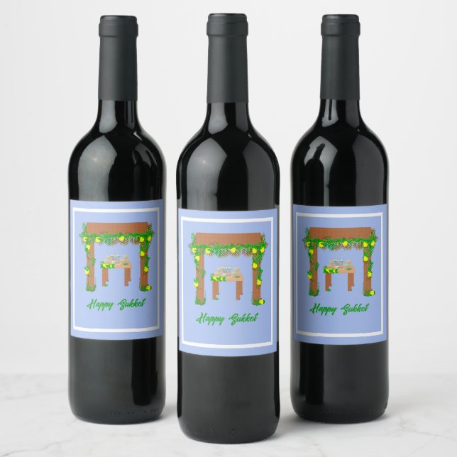 Happy Sukkot Wine Label (Bottles)