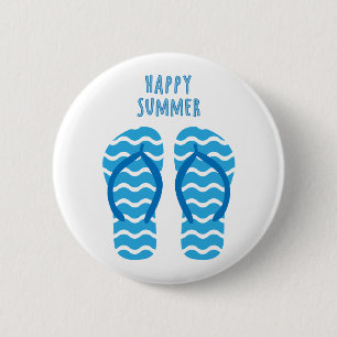 Happy Summer Button With Flip Flops