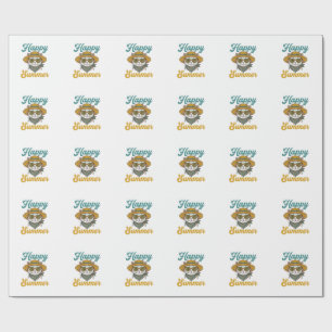 Happy Summer Cat Vintage Engraving Shirt Design_1 Wrapping Paper