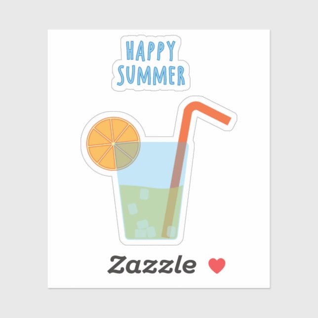 Happy Summer Contour Sticker With A Cocktail (Sheet)