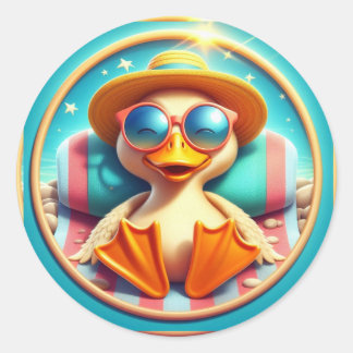 Happy summer holidays , beach fun day , classic round sticker