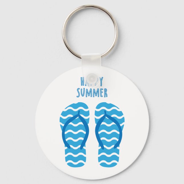 Happy Summer Keychain With Flip Flops (Front)