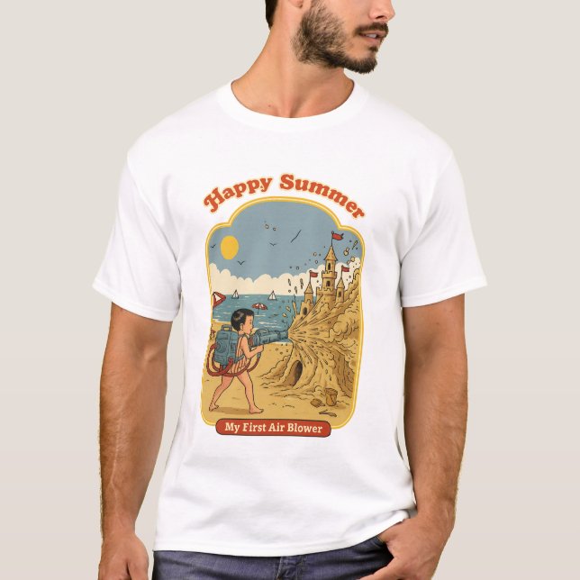 Happy Summer: My First Air BlowMen's Basic T-Shirt (Front)