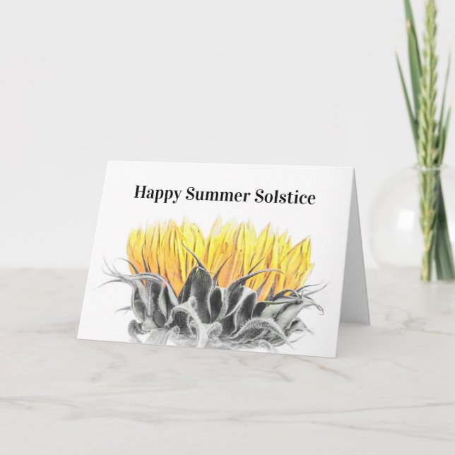 Happy Summer Solstice Sunflower Holiday Card (Front)