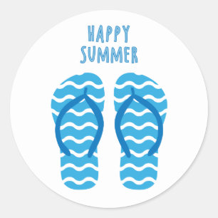Happy Summer Sticker With Flip Flops