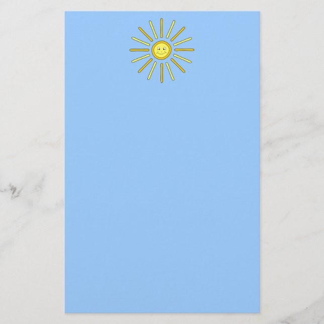 Happy Summer Sun. Yellow and Blue. Stationery (Front)
