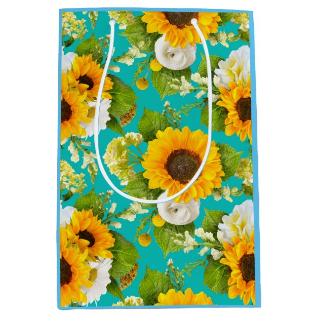 Happy summer sunflower pattern    medium gift bag (Front)