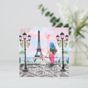 Happy Summer Vacation - I Love Paris - Painting Card