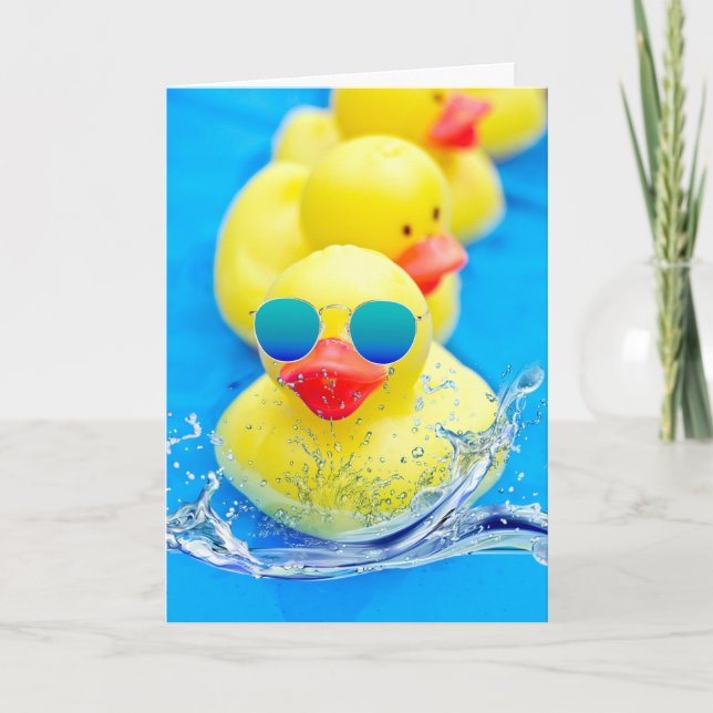 Happy Summer Yellow Duck In Sunglasses Card (Front)