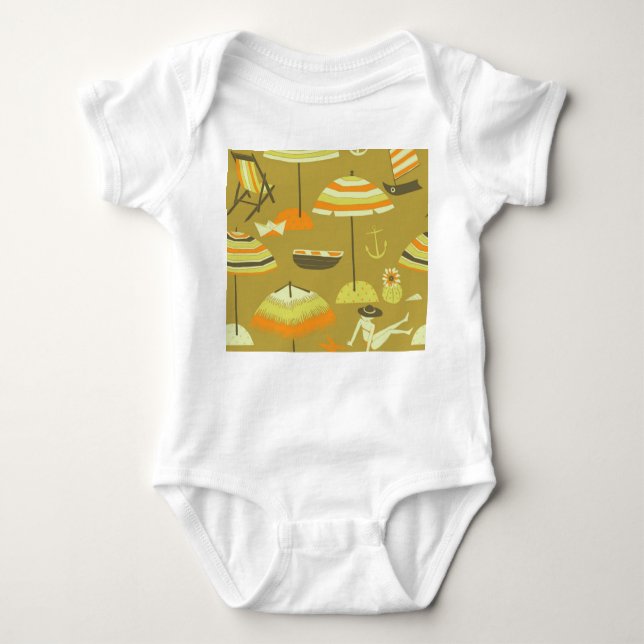 Happy Summertime Fun Seamless Pattern Baby Bodysuit (Front)