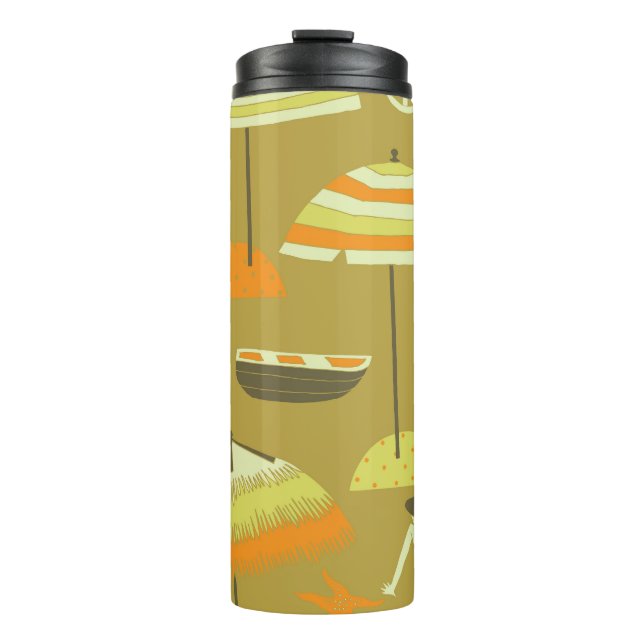 Happy Summertime Fun Seamless Pattern Thermal Tumbler (Front)