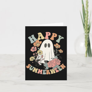 Happy Summerween Halloween Summer Floral Ghost  Card
