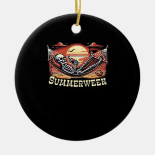 Happy Summerween Skeleton Drink Summer Halloween C Ceramic Tree Decoration