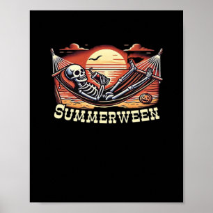 Happy Summerween Skeleton Drink Summer Halloween C Poster