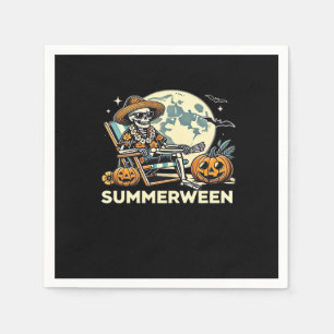 Happy Summerween Skeleton Drink Summer Halloween F Napkin