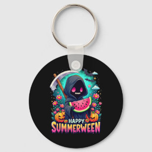 Happy Summerween Skeleton Jack-o-lantern Summer Wa Key Ring